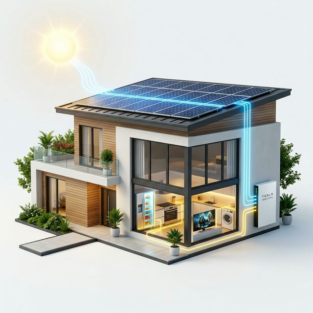 Solar Home Energy Flow Illustration